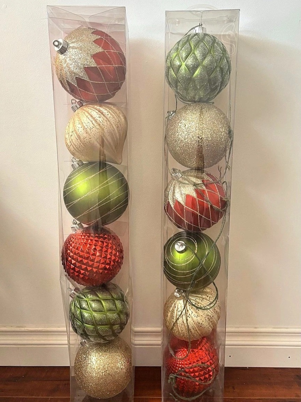 2 Packs of 6 Large Christmas Ornaments